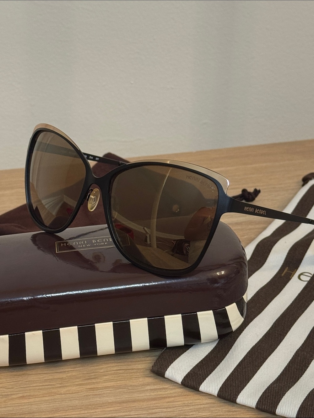 Henri Bendel Women's Mirrored Lens Cat-Eye Sunglasses in Brown and Black